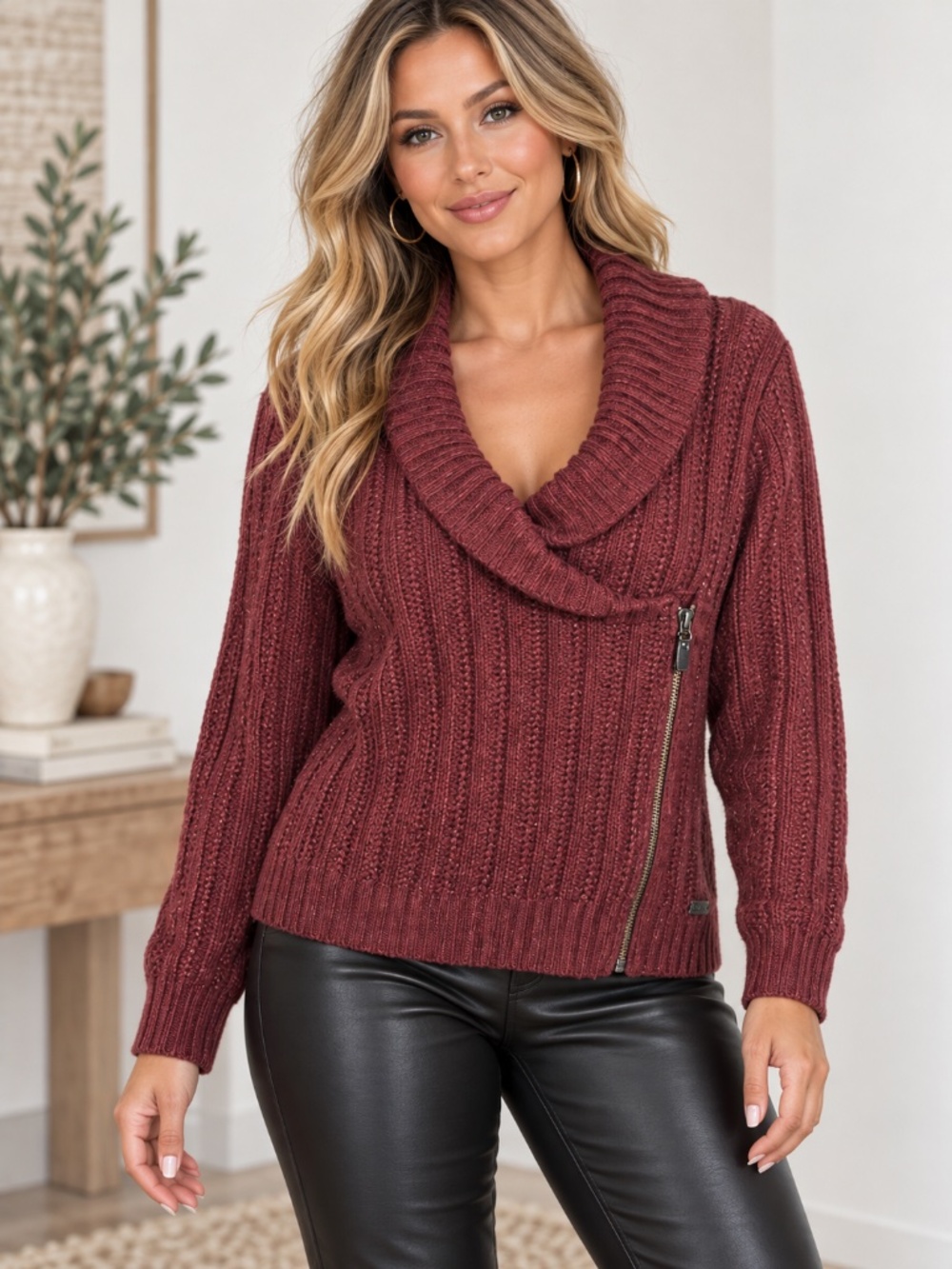 Harley-Davidson Women's Shawl Collar Moto Zip Knit Cardigan Sweater